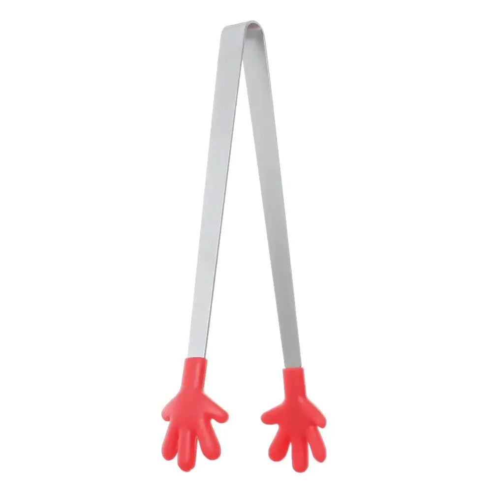 Creative Silicone Stainless Steel Mini Snack Food Tongs Non-slip Handles BBQ Bread Ice Cube Clip Kitchen Accessories BBQ