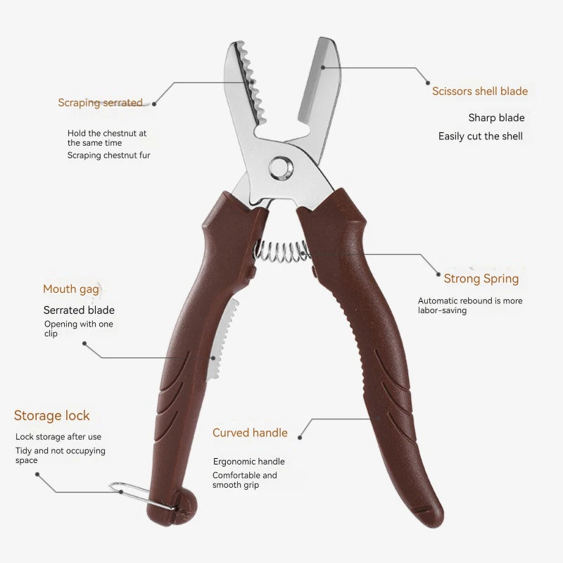 Multipurpose Chestnut Scissors Peeler Chestnut Shell Peeling and Leather Clip Cross Cutting Knife Chestnut Peeler For Kitchen