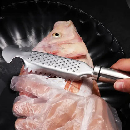 Stainless Steel Fish Scale Scraper & Belly Knife – Multi-Use Ginger & Garlic Grater Kitchen Tool