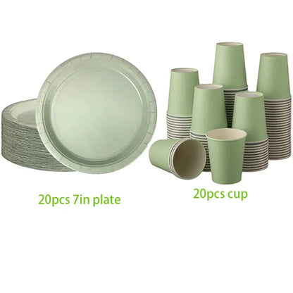 Solid Color Sage Green Party Theme Party Supplies Tablecloths Paper Towels Paper Cups Sage Green Baby Shower Supplies