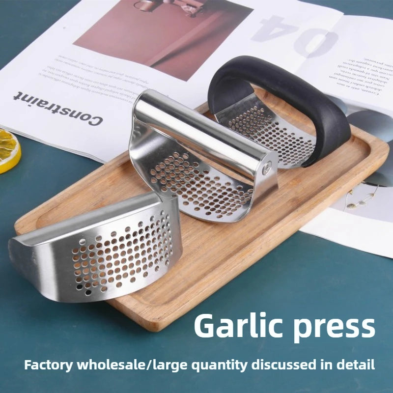 Stainless Steel Garlic Press Manual Garlic Press Squeezer Ergonomic Ginger Garlic Crusher  for Vegetable Kitchen Accessories