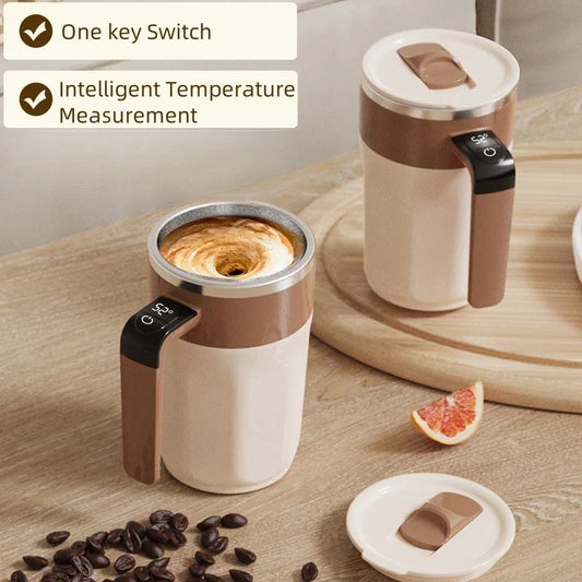 400ML Mixing Cup LED Temperature Display Coffee Cup 316 Stainless Steel Magnetic rotating stirring Milk Coffee Self Stirring Mug