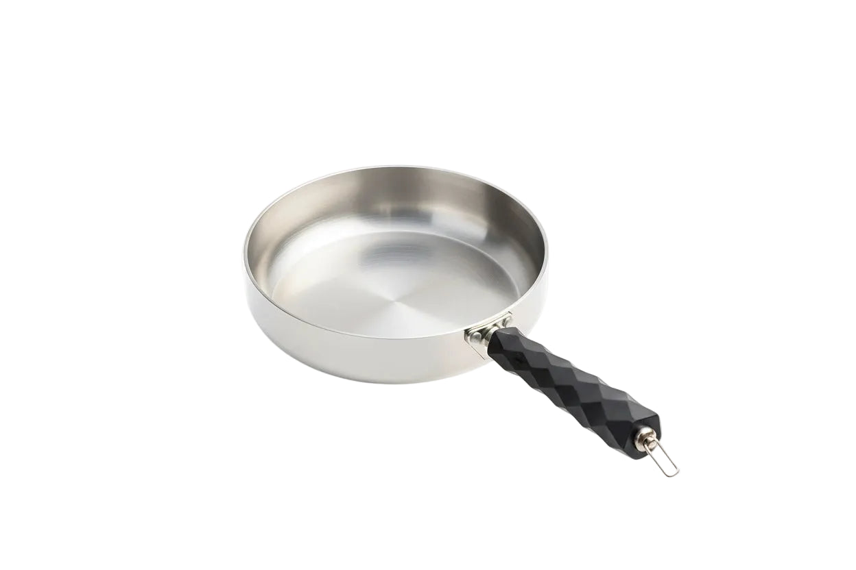 CAMPINGMOON CC-19 Portable Deep Frying Pan – Three-Layer Steel Camping Pan with Detachable Handle