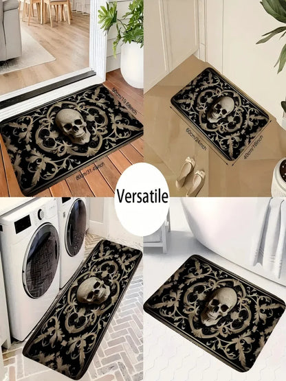VIKAMA 1/2 pcs Skull Head Door Mat Comfortable Soft Warm Noise Reduction Kitchen Carpet Bathroom Toilet Floor Mat Home Decor