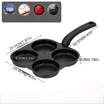 1pc Medical Stone Four-hole Omelette Pot Household Non-stick Flats-bottomed Egg Dumpling Pot Breakfast Egg Burger Frying Pan