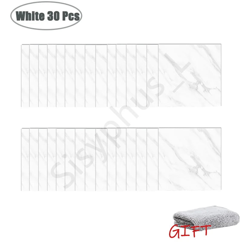 10-50Pcs PVC Marble Wall Stickers Self-Adhesive Thickened Tile Sticker Bathroom Waterproof Floor Sticker Kitchen Home Decoration