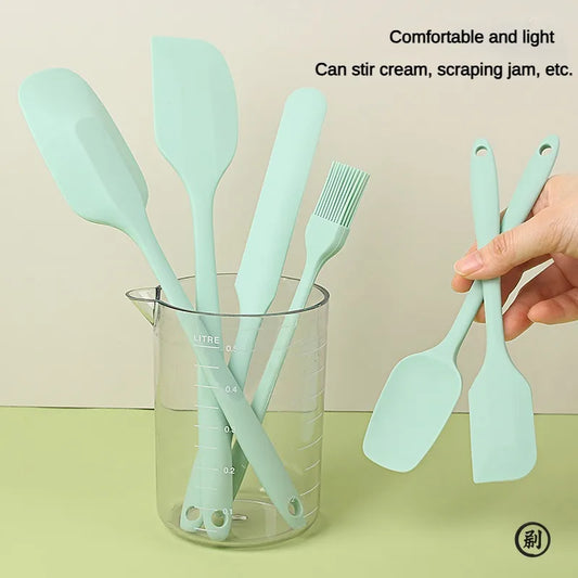 6pc Silicone Spatula set for baking-cake frosting kit with brush, non-stick scrapers & cream spreads |   cute kitchen gadgets