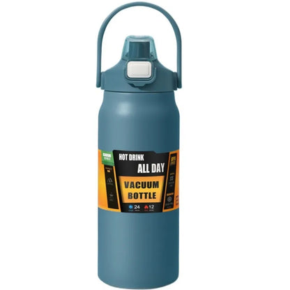 800/1000/1200/1500ML 304 Stainless Steel Thermos with Straw Thermal Mug Cup Sports Vacuum Flasks Cold and Hot Water Bottle