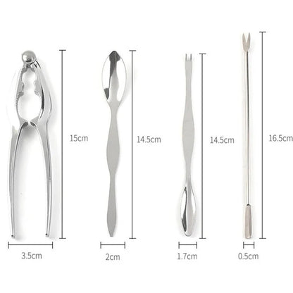 Kitchenley 4-Piece Seafood Tool Set – Crab & Lobster Cracker, Shrimp Pliers, Seafood Fork & Spoon for Shellfish Feasts