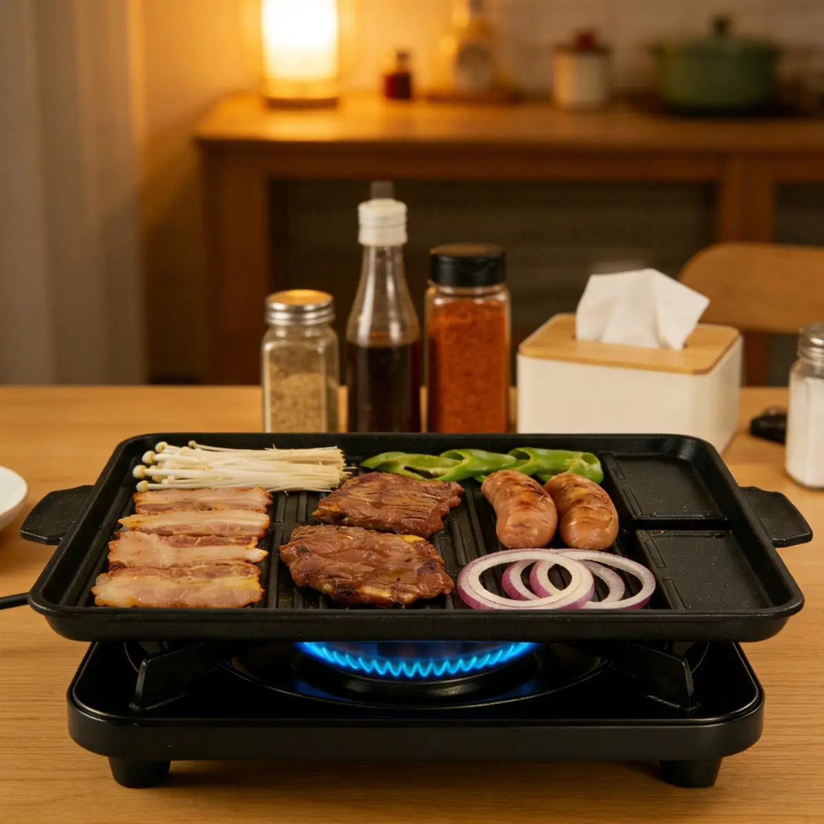 Korean BBQ Grill Meat Plate – Titanium-Coated Aluminum Barbecue Griddle - Kitchenley