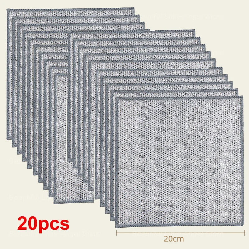 Steel Wire & Microfiber Non-Scratch Cleaning Cloths 5/20 Pcs - Kitchenley