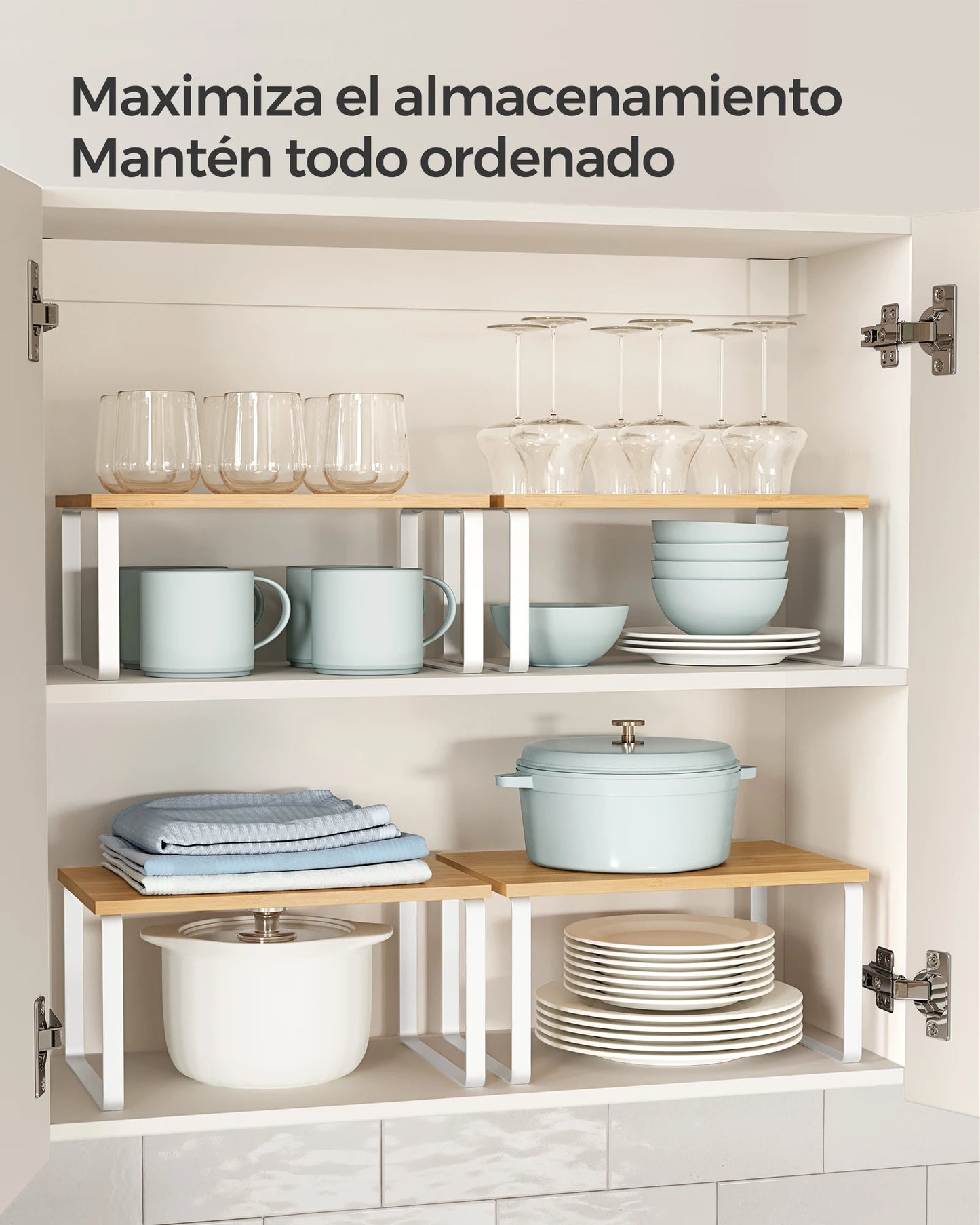 Extendable Metal & Wood Spice Rack – Kitchen Storage Organizer Set of 2