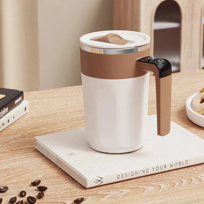 400ML Mixing Cup LED Temperature Display Coffee Cup 316 Stainless Steel Magnetic rotating stirring Milk Coffee Self Stirring Mug