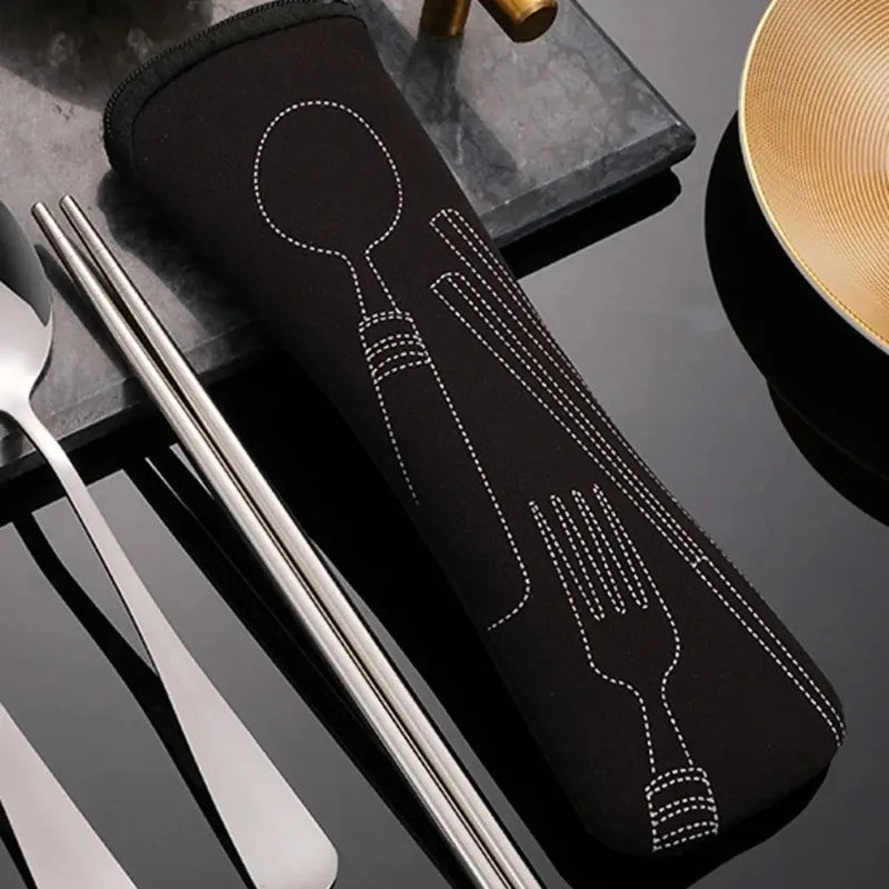 1PC Tableware Bag  Portable Dinner Set Travel Picnic Fork Packaging Outdoor Camping Kitchen Home Storage Bags(only Bag)