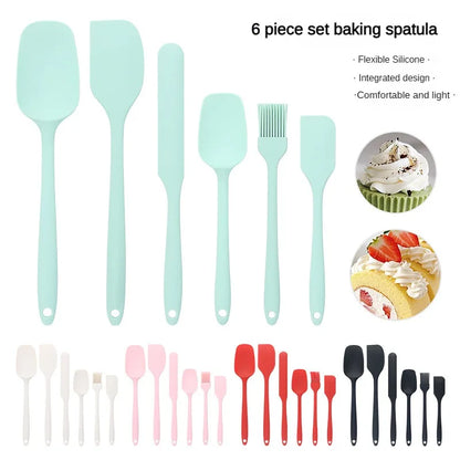 6pc Silicone Spatula set for baking-cake frosting kit with brush, non-stick scrapers & cream spreads |   cute kitchen gadgets