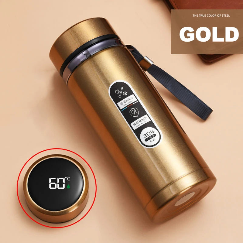 Stainless Steel Thermos Bottle with LED Temperature Display – 500ml & 1L - Kitchenley