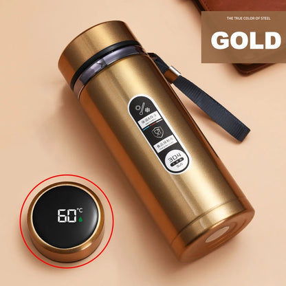 Stainless Steel Thermos Bottle with LED Temperature Display – 500ml & 1L - Kitchenley