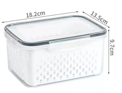 Fridge Fruit Storage Containers with Removable Washing Bowl & Strainer – Produce Keeper for Salad, Berries & Lettuce