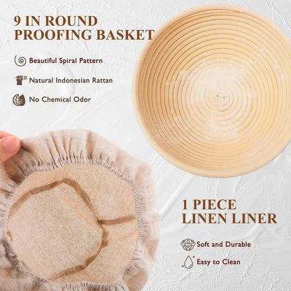 19-Piece Professional Sourdough Starter Kit – Banneton Bread Proofing Basket & Glass Starter Jar - Kitchenley