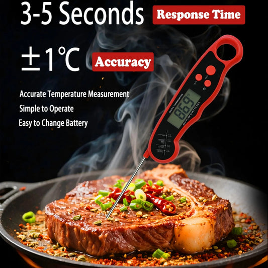 Quick-Read Digital Food Thermometer – Backlit Waterproof Instant Meat Thermometer with Folding Probe