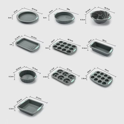Silicone Fluted Cake Pans Non-Stick Kitchen Oven Baking Pans Easy Release Oven Cake Molds with Muffin Pan Donut Pan Loaf Pan