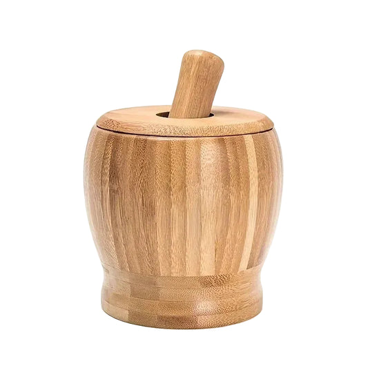 Premium Bamboo Mortar & Pestle – Spice Grinder for Garlic & Herbs - Kitchenley