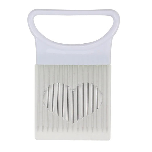 Colorful Onion Slicer with Stainless Steel Holder – Easy Vegetable & Potato Chopper