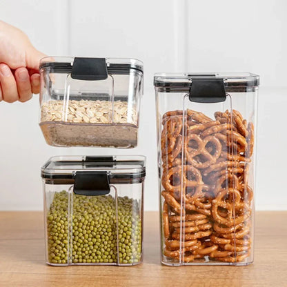 460/700/950/1300/1800ml Thick Sealed Storage Tank Transparent Square Dried Fruit Storage Box Kitchen Grain Storage Jar Container