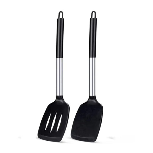 2PCS Silicone Spatula Set Heat Resistant Non-Scratch Kitchen Utensils Dishwasher Safe for Baking Frying Steak Cooking Essentials