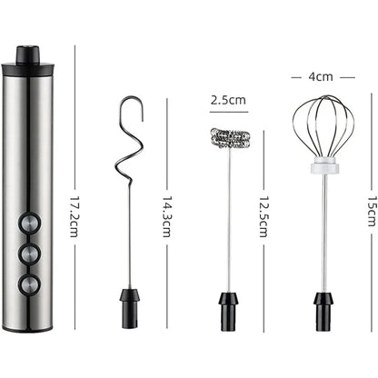3 in 1 Electric Handheld Milk Frother 3 Adjustable Speeds Mini Hand Mixer Detachable Stainless Steel Whisk Home Kitchen Use Tool