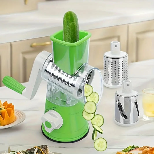 1pc Highly efficient and versatile Vegetable and Fruit Slicer Grater - benchtop drum cutter with drum design for fast, even shre