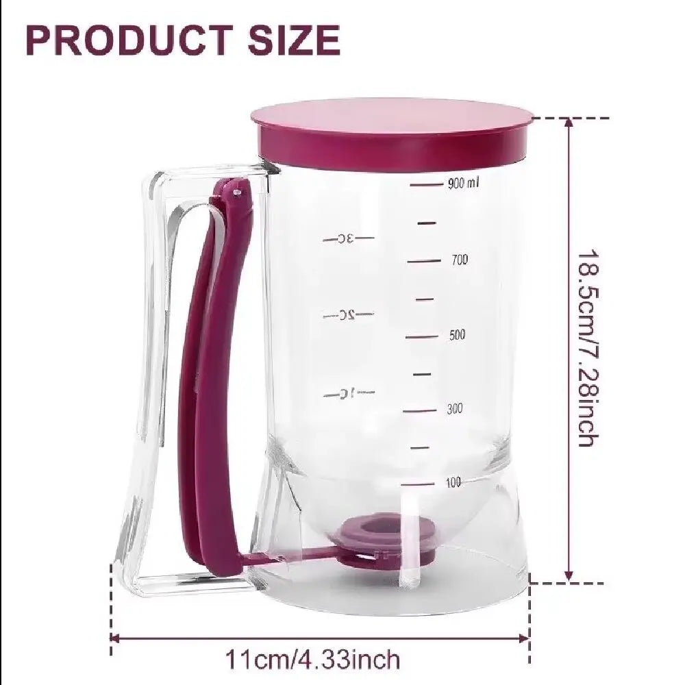 Kitchenley 900ml Batter Dispenser with Measuring Label – Squeeze Handle for Pancake, Cookie, Cake & Waffle Batter