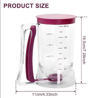 Kitchenley 900ml Batter Dispenser with Measuring Label – Squeeze Handle for Pancake, Cookie, Cake & Waffle Batter