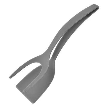 Egg Flipper Spatula 2 in 1 Grip and Flip Spatula Tongs Silicone Egg Flipper Tool Fish French Toast Tongs Non-Stick Cooking