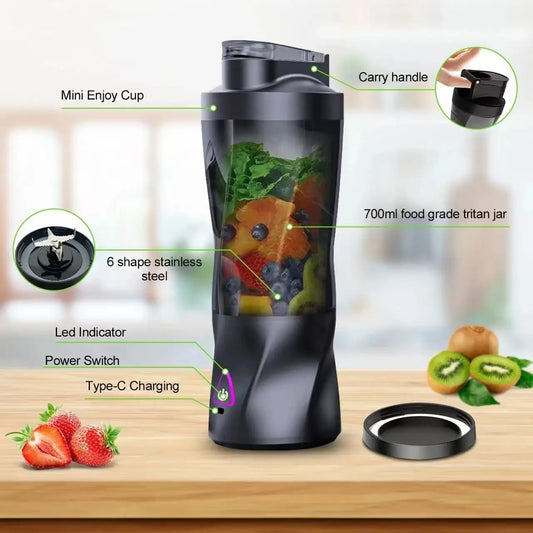 new portable electric wireless juicer USB charging 700ml large-capacity large household juicer Fruit sctional 700ML Blender