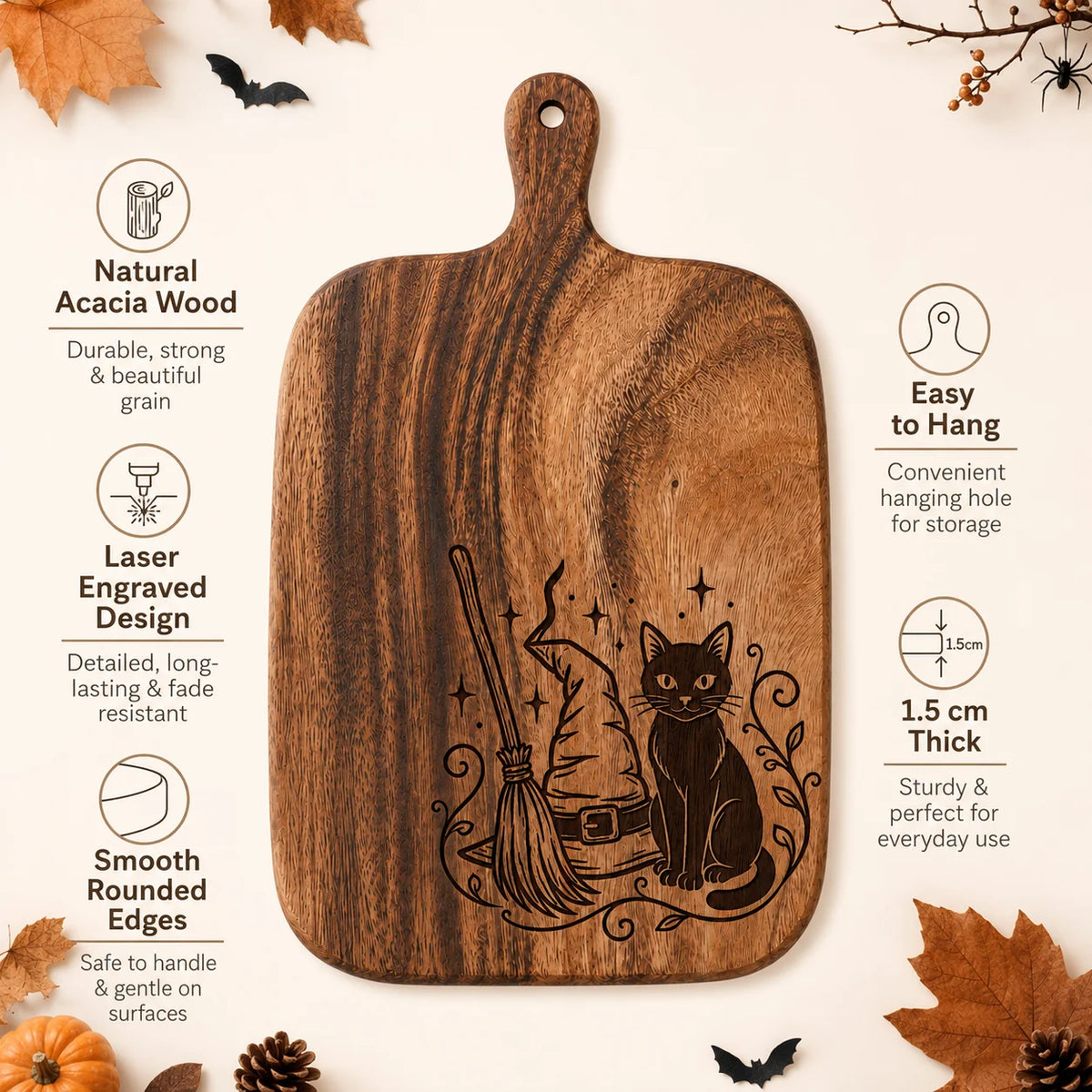 Wooden Carved Halloween Cutting Board