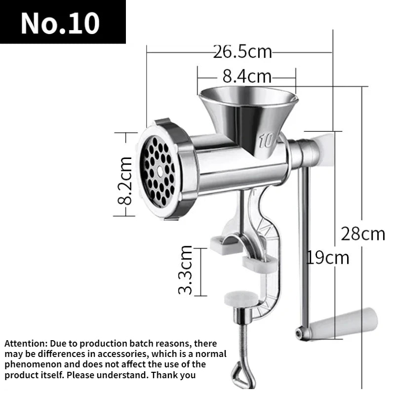 Heavy-Duty Manual Meat Mincer & Grinder – Sausage Filler, Noodle & Pasta Maker Kitchen Tool