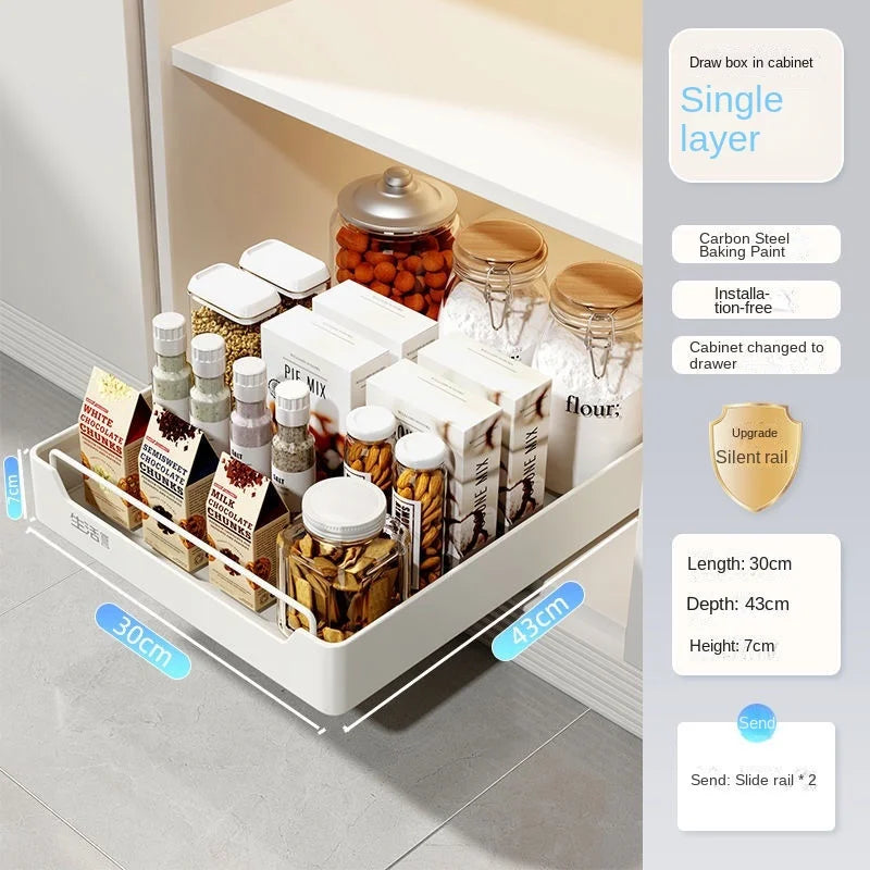 Pull-Out Kitchen Storage Rack with Slide Rails – Cabinet Organizer - Kitchenley