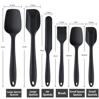 6Pcs Silicone Spatula Set Food Grade Non Stick Heat Resistant Spatulas Turner for Cooking Baking Mixing Baking Tools