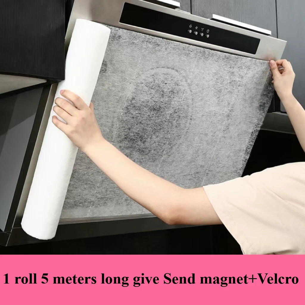 5/10M Disposable Hood Oil Filter Paper Non-woven Cooker Hood Extractor Fan Filter Kitchen Hood Grease Anti Oil Cotton