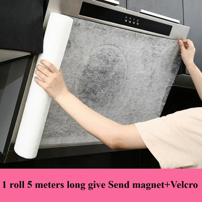 5/10M Disposable Hood Oil Filter Paper Non-woven Cooker Hood Extractor Fan Filter Kitchen Hood Grease Anti Oil Cotton