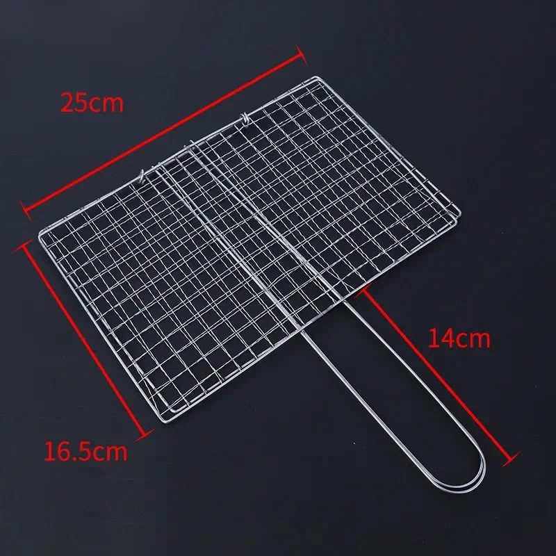 Stainless Steel Barbecue Grilling Basket Non Stick Fish Vegetable Steak Picnic Party Barbecue Gadget Picnic Party BBQ Rack Mesh