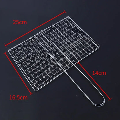 Stainless Steel Barbecue Grilling Basket Non Stick Fish Vegetable Steak Picnic Party Barbecue Gadget Picnic Party BBQ Rack Mesh