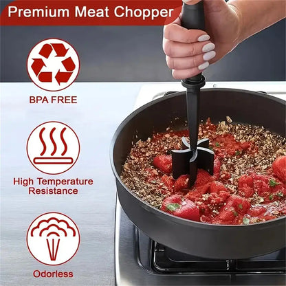 Heat-Resistant Meat Chopper & Shredder – Ground Beef Smasher for Hamburger Meat
