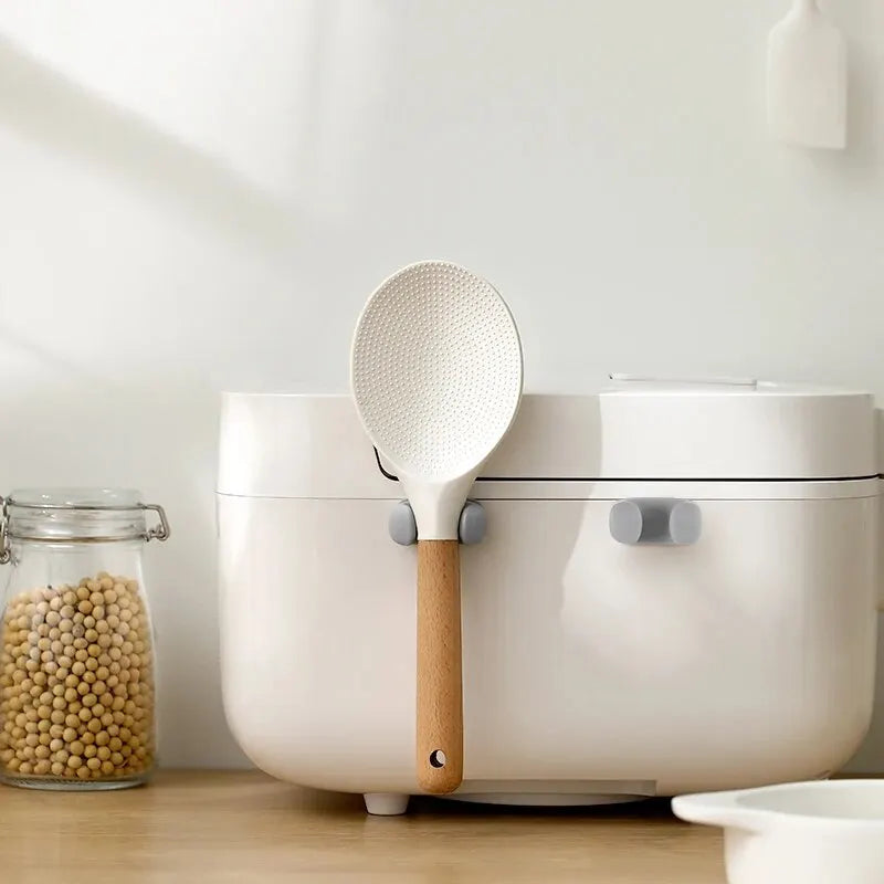 Rice Spoon Holder Silicone Storage Rack, Kitchen Wall-Mounted Cooker Spoon Shelf, Placement Rack