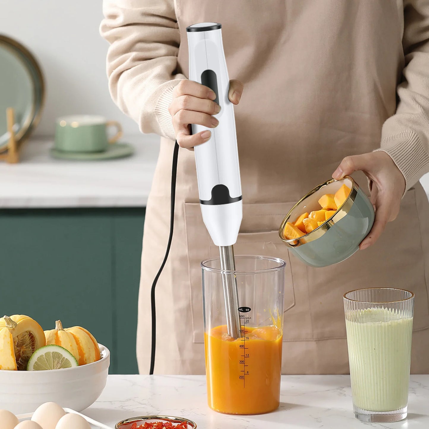 Immersion Blender Household Handheld Immersion Blender Multifunctional Electric Stick Blender for Soup Smoothie Sauce Juice