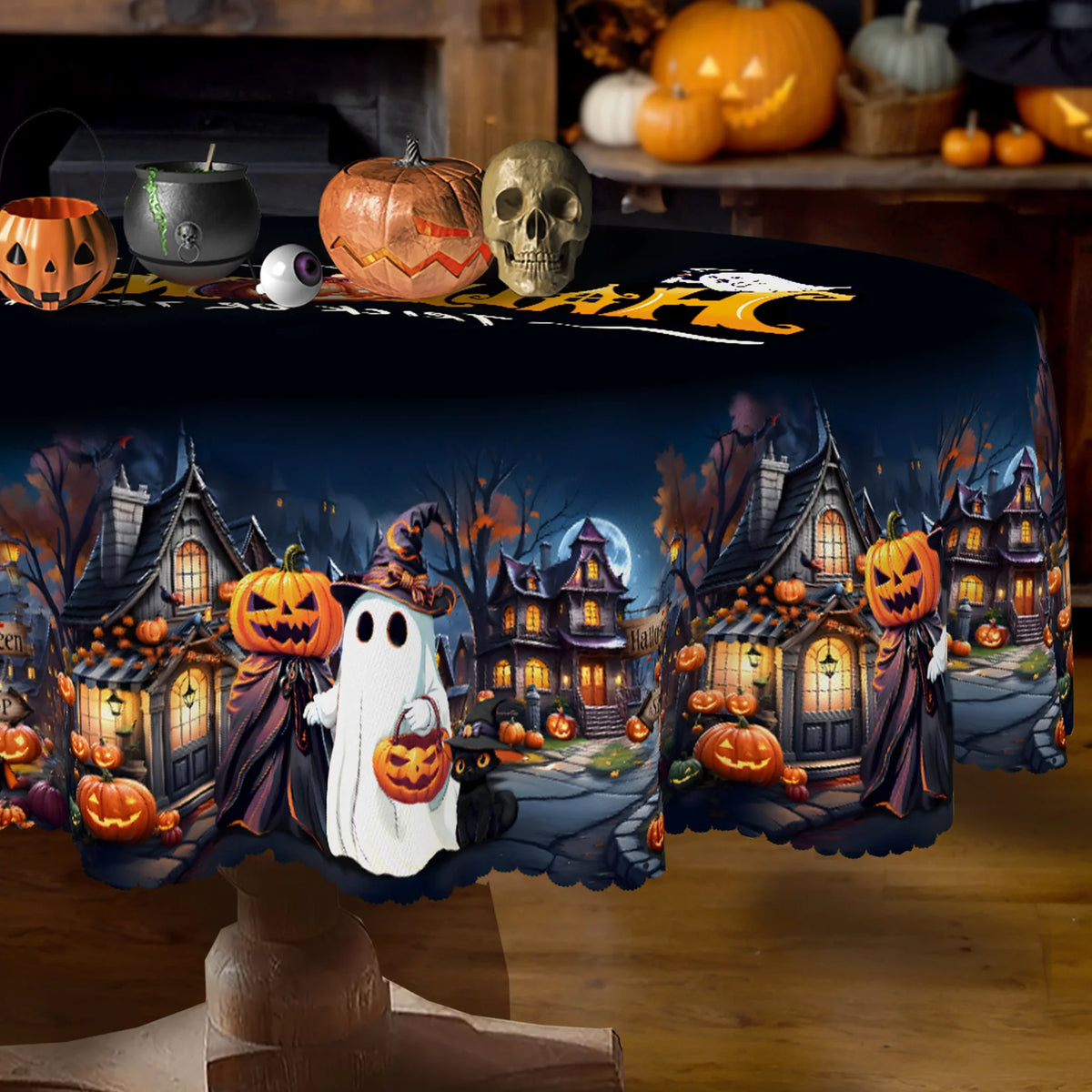Halloween Print Polyester Tablecloth