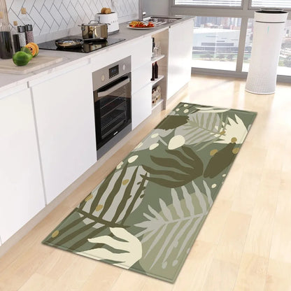 Tropical Plant Print Home Kitchen Floor Mat Door Front Decoration Floor Mat