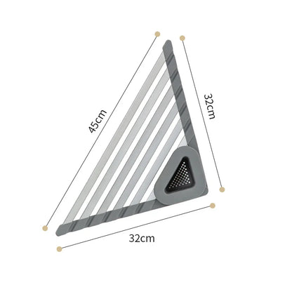 Aluminum Triangle Corner Dish Drying Rack – Roll-Up Folding Sink Drain Basket & Sponge Holder