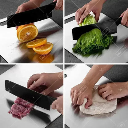 WXCOO Stainless Steel Cutting Board for Kitchen Chopping Board for Meat Kneading Dough Board for Fruit Vegetables Baby Food